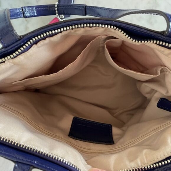 COACH Ikat Scribble Tote Double Handle Bag Blue Pink - Picture 7 of 15